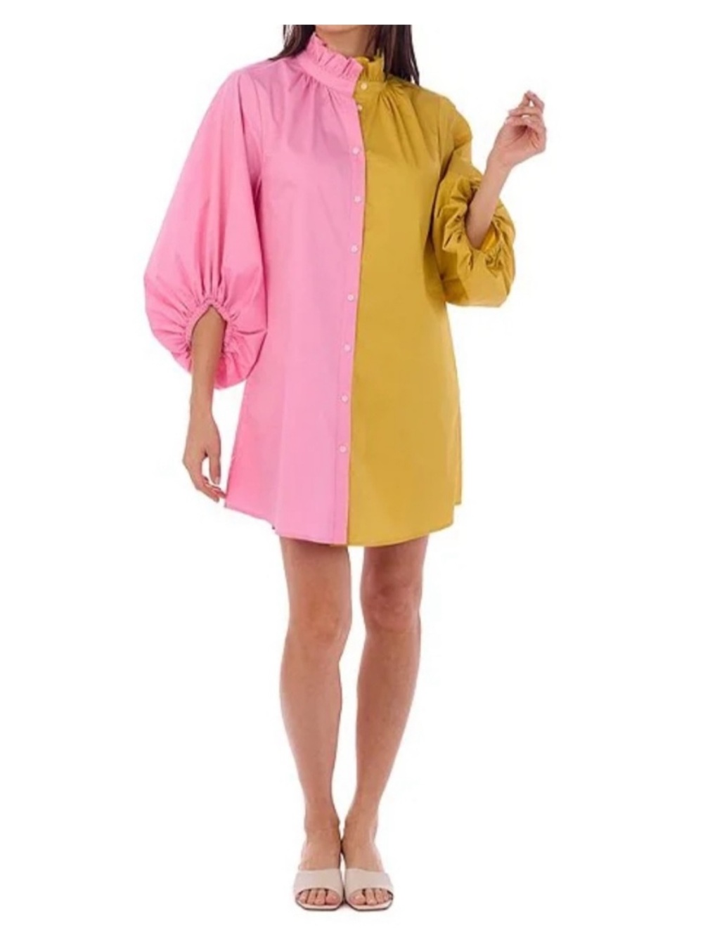 CROSBY by Mollie Burch | Colorblock Pink and Yellow Dress | Size XL